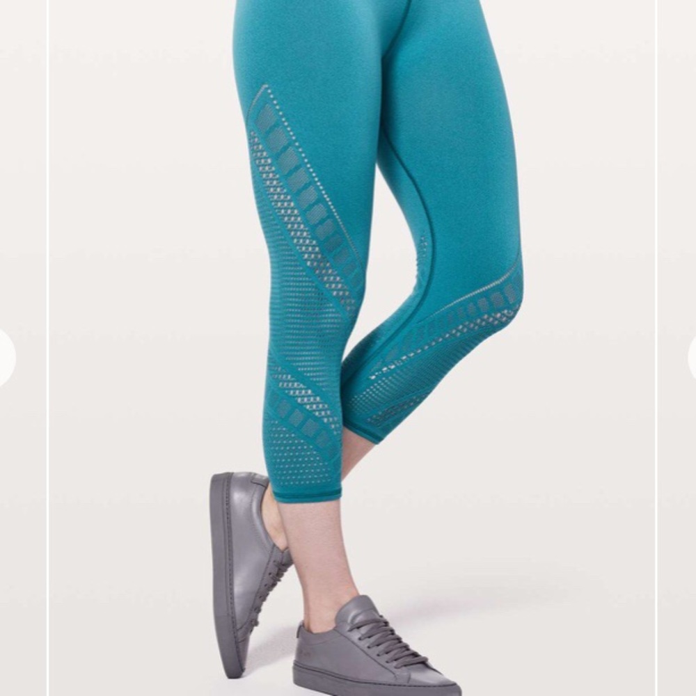 Lululemon Reveal Crop Interconnect Legging 18” Teal 10